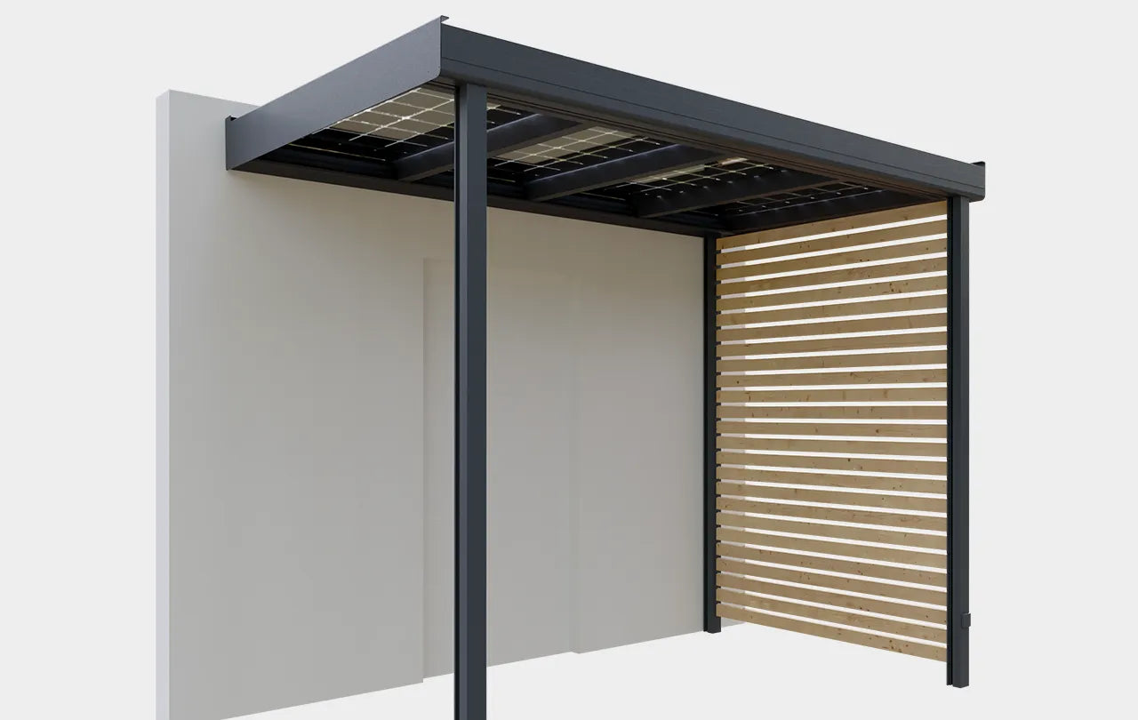 1 Seitenelement Designlamellen (natur) oder Klarglasfüllung für das SOLARGLAS VORDACH
