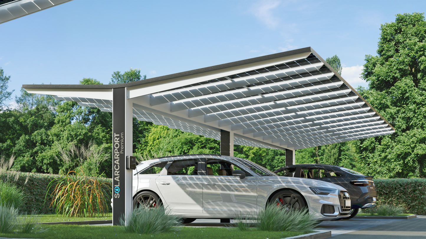 Solarcarports für Firmenkunden - Preise zzgl. Mwst. und zzgl. Montage / Fundamente.