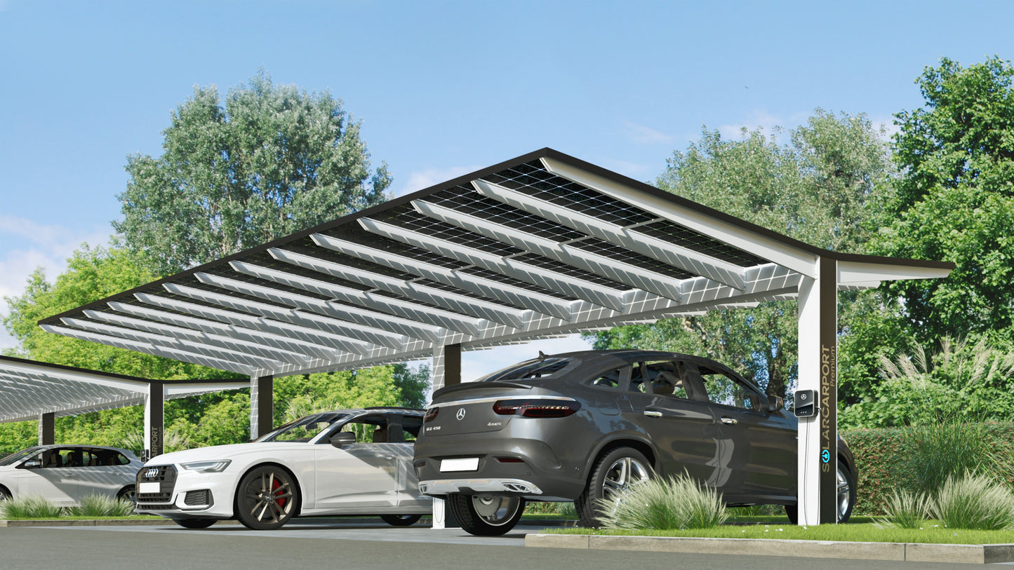 Solarcarports für Firmenkunden - Preise zzgl. Mwst. und zzgl. Montage / Fundamente.